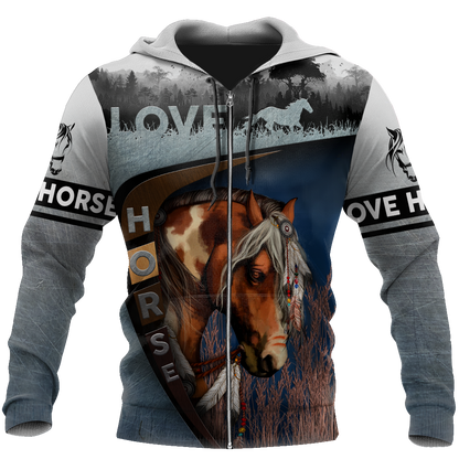 Love Horse 3D All Over Printed Shirts TR2704200-Apparel-TA-Zipped Hoodie-S-Vibe Cosy™