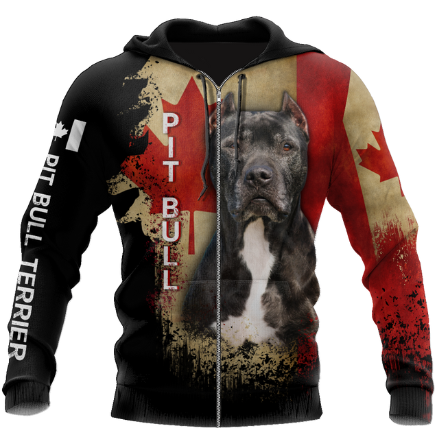 Pit Bull Canada Flag 3D All Over Print Hoodie TR2509201