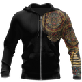 Mexico Aztec Sun Stone Tattoo-Apparel-HP Arts-Zipped Hoodie-S-Vibe Cosy™