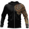 Mexico Aztec Sun Stone Tattoo-Apparel-HP Arts-Zipped Hoodie-S-Vibe Cosy™