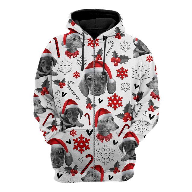 3D Dachshund Xmas Pattern Unisex Hoodie TR3010204