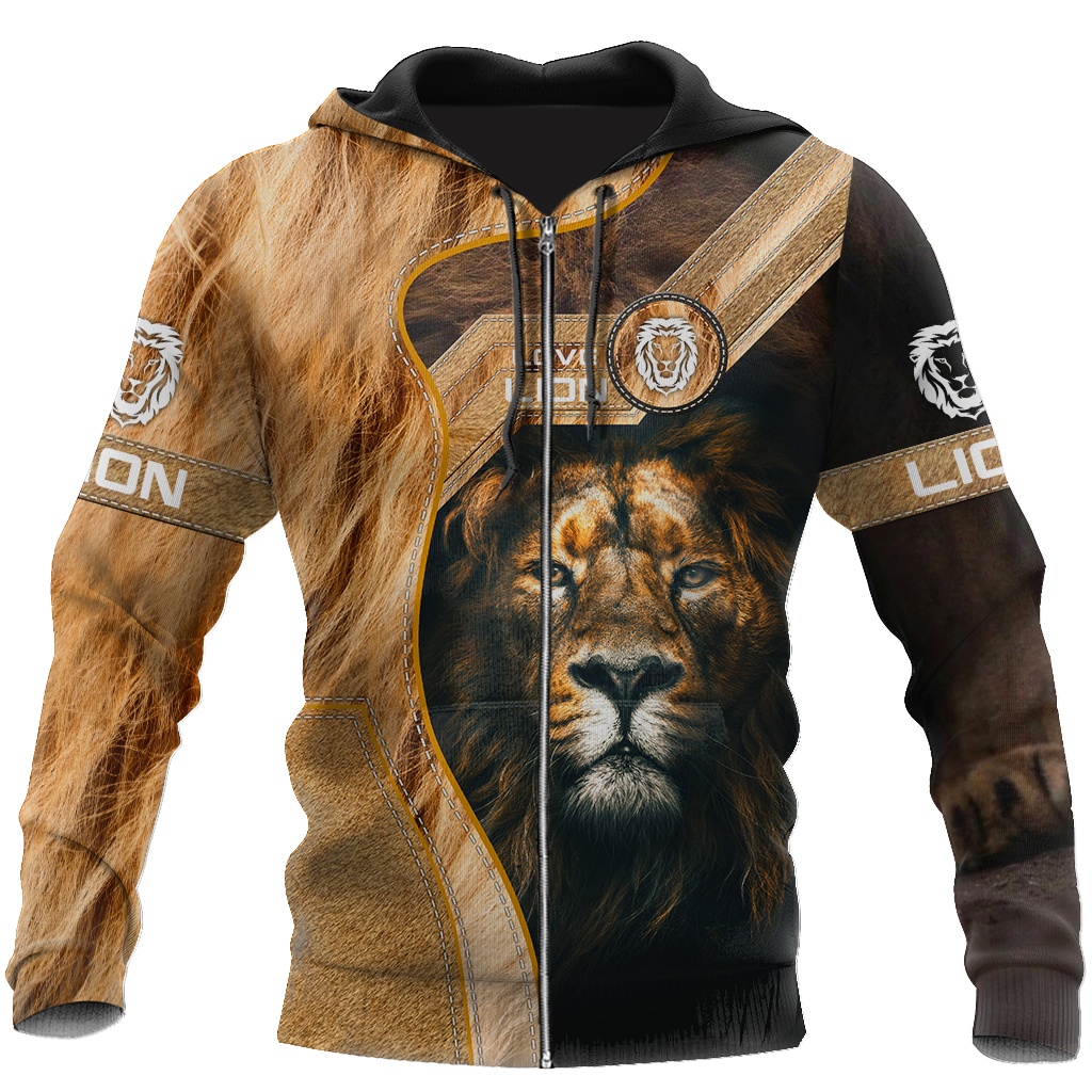 I Love Lion Over Printed Hoodie