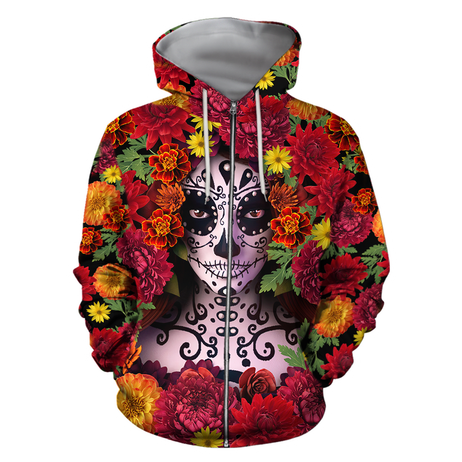 All Over Printed Mexican Day Of The Dead Hoodie TR0409206-MEI