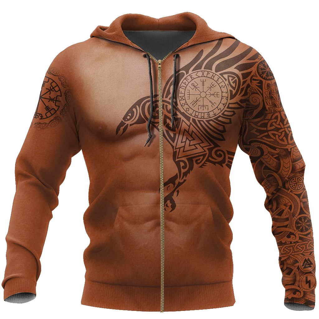 3.0 Vikings - The Raven of Odin Tattoo version 3.0-Apparel-HP Arts-Zipped Hoodie-S-Vibe Cosy™