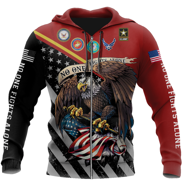 US Veteran No one fights alone shirts for men and women TR2505201S-Apparel-Huyencass-Zipped Hoodie-S-Vibe Cosy™