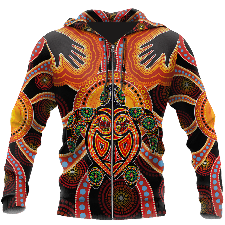 Aboriginal Turtle Touch the Sun Bedding Set, Australia Indigenous Painting Art shirts for men and women-Apparel-Huyencass-Hoodie-S-Vibe Cosy™