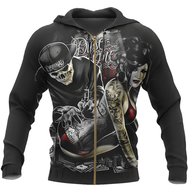 Tattoo Is My Life And Skull Is My Love PL214-Apparel-PL8386-Zipped Hoodie-S-Vibe Cosy™