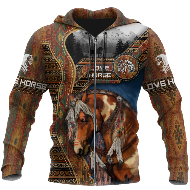 Native Horse 3D All Over Printed Shirts TR130502-Apparel-TA-Zipped Hoodie-S-Vibe Cosy™