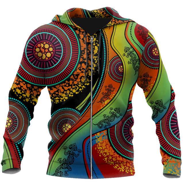 Aboriginal Australia Indigenous Lizard Painting Art shirts for men and women TR2606203S-Apparel-Huyencass-Zipped Hoodie-S-Vibe Cosy™