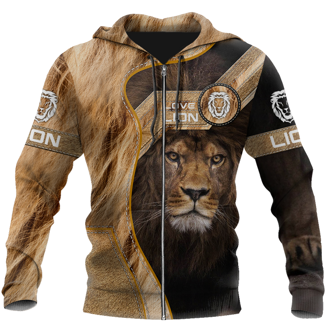 Love Lion 3D all over printed shirts for men and women TR1106201-Apparel-Huyencass-Zipped Hoodie-S-Vibe Cosy™