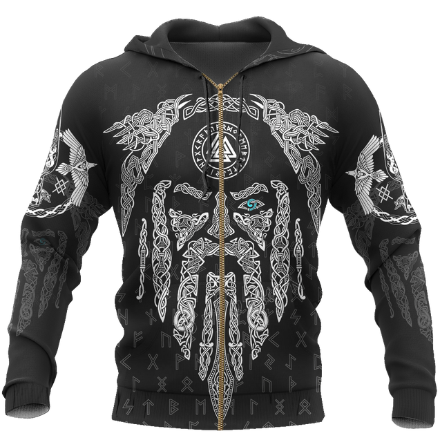 3D All Over Printed Raven And Odin version 1.0-Apparel-HP Arts-ZIPPED HOODIE-S-Vibe Cosy™