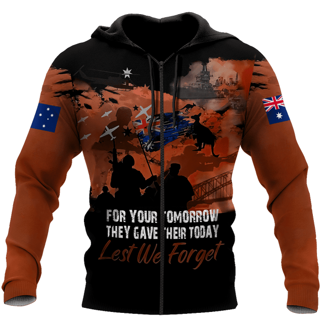 Premium Unisex Hoodie Brown Lest We Forget Anzac Day ML