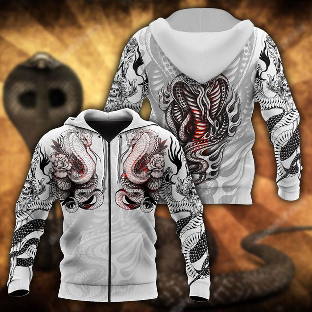 King Cobra Tattoo 3D All Over Printed Shirt for Men and Women