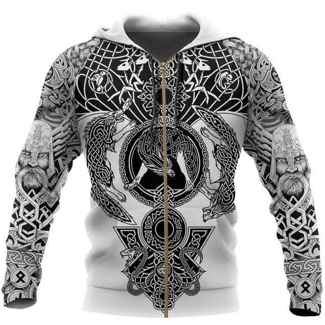 Viking Tattoo All-Over Print version 4.0-Apparel-HP Arts-Zipped Hoodie-S-Vibe Cosy™