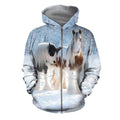 3D All Over Printed Winter Friesian Horse-Apparel-HP Arts-ZIPPED HOODIE-S-Vibe Cosy™