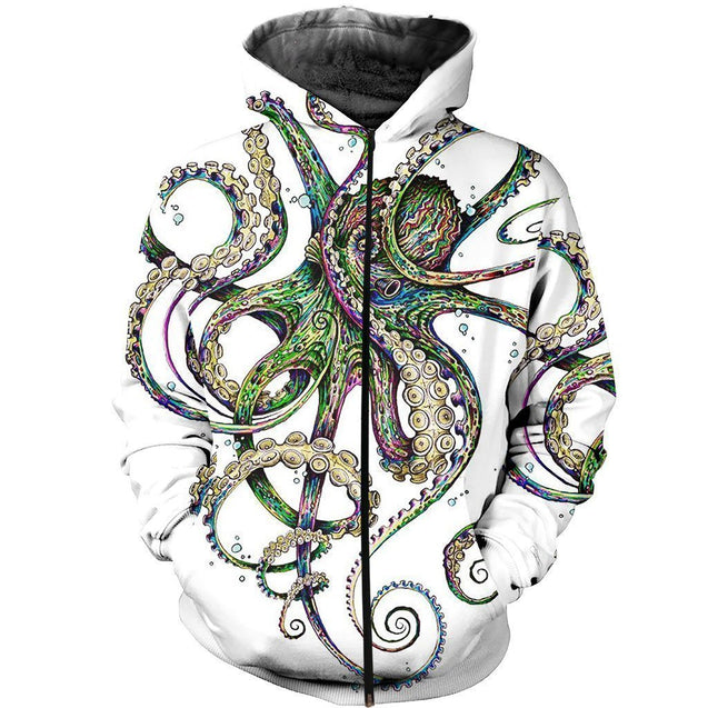 3D All Over Printed Octopsychedelia Shirts and Shorts-Apparel-HP Arts-ZIPPED HOODIE-S-Vibe Cosy™