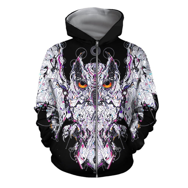 3D All Over Printed Owl Shirts and Shorts-Apparel-HP Arts-ZIPPED HOODIE-S-Vibe Cosy™