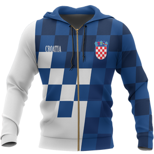 Croatia Coat Of Arms Zip Hoodie Blue Version A02-Apparel-Khanh Arts-Zipped Hoodie-S-Vibe Cosy™