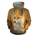 3D All Over Printed Fox Art Nature Paintings Shirts and Shorts-Apparel-HP Arts-ZIPPED HOODIE-S-Vibe Cosy™