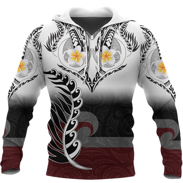 New Zealand Aotearoa Maori Fern and Plumeria Tattoo Shirt and Short PL240301-Apparel-PL8386-Hoodie-S-Vibe Cosy™